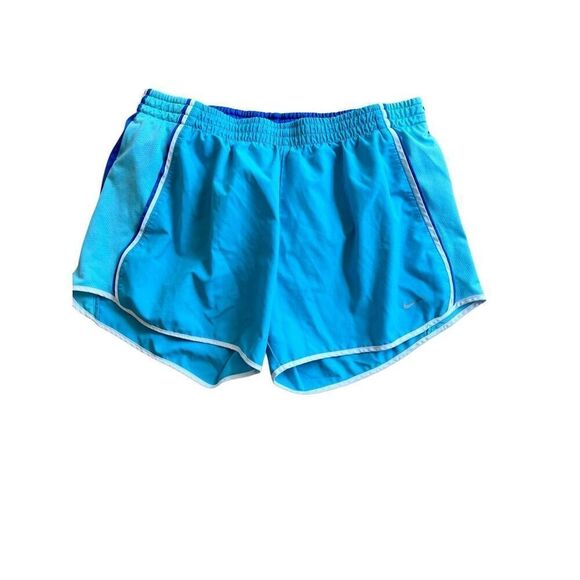 Nike Dri-Fit Gym Shorts Running Athletic Blue & Aqua Womens Medium VGUC $39 - Picture 1 of 6